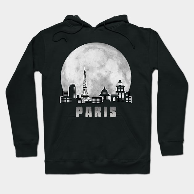 Paris France Skyline Full Moon Hoodie by travel2xplanet